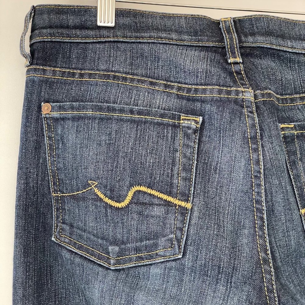 7 For All Mankind Womens Size 28 Bootcut Denim Jeans Dark Wash Low Rise USA Made - Picture 15 of 16